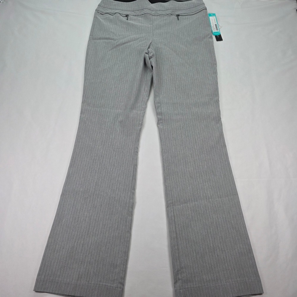 Violets & Roses Womens Grey Pinstripe Bootcut Pull On Dress Pants Size 14/32 NWT